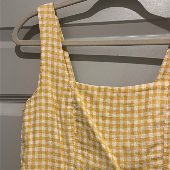 Yellow Gingham Square Neck Mini Dress - Picture 2 of 7